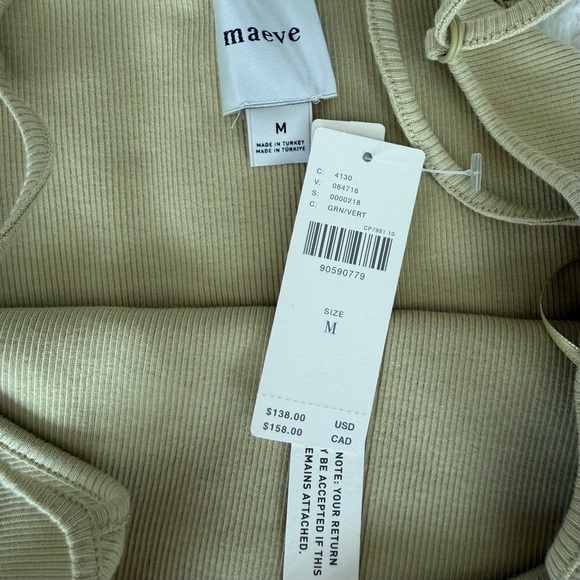 🌿|NWT| Anthropologie Maeve Ribbed Poplin Twofer Midi Dress - Picture 7 of 12